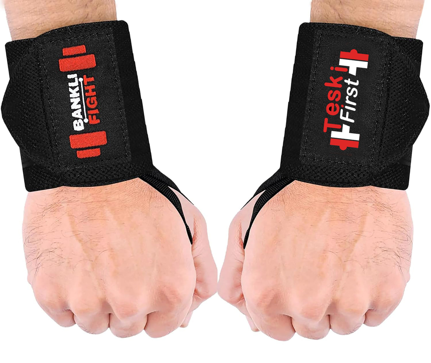 BANKLI FIGHT Weight Lifting Straps Bodybuilding, Straps Power Deadlift. Soft Neoprene Padded-24” Wrist Straps (Pair), Support Max Grip Strength Training and Barbells Non Slip Exercise