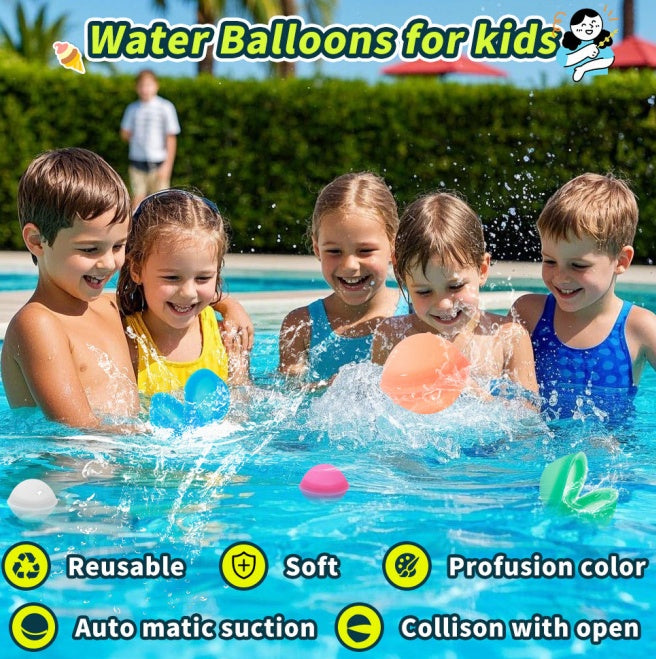 12 Pack Self-Sealing Reusable Silicone Water Balloons - No Magnets, Soft & Durable, Perfect For Pool Parties & Outdoor Play