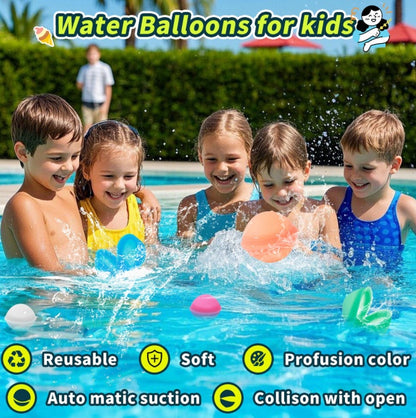 12 Pack Self-Sealing Reusable Silicone Water Balloons - No Magnets, Soft & Durable, Perfect For Pool Parties & Outdoor Play