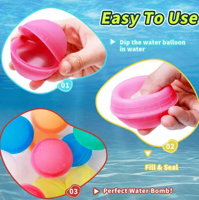 12 Pack Self-Sealing Reusable Silicone Water Balloons - No Magnets, Soft & Durable, Perfect For Pool Parties & Outdoor Play