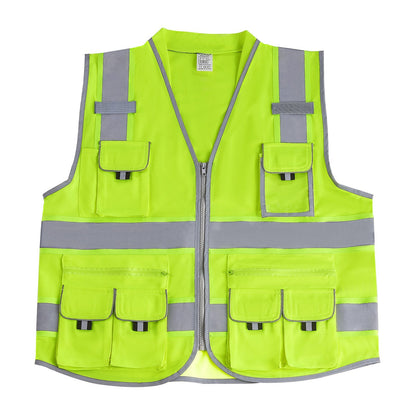Safety Vest Reflective Yellow Work Vest With 10 Pockets For Men And Women