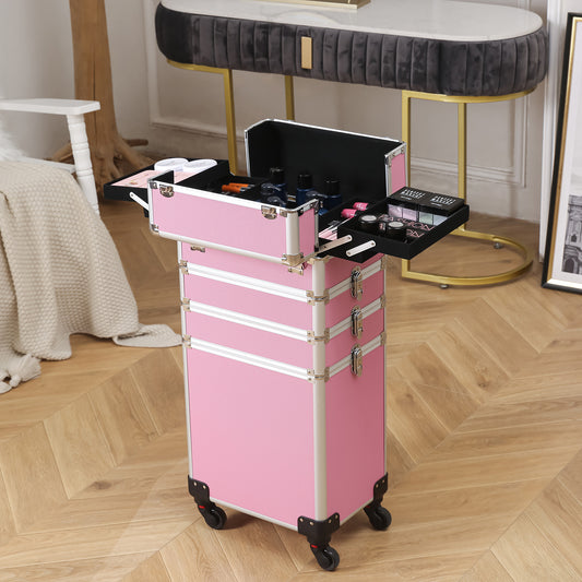 4-in-1 Aluminum Alloy, Trolley, Vanity Case, Embroidery Box