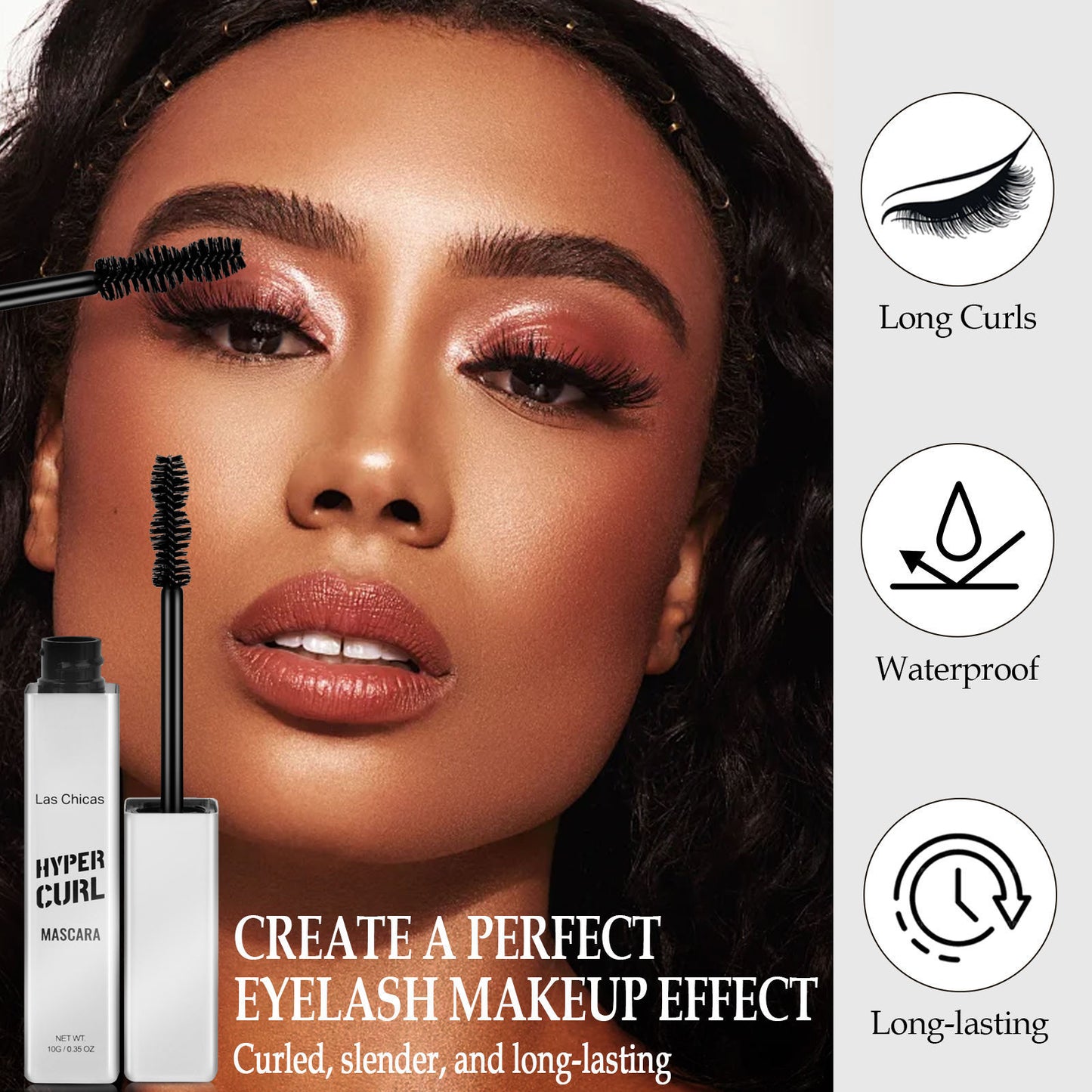2pcs Las Chicas 12-hour Long-lasting Waterproof 10ml Ultra Volumizing Lengthening Clump-free Oil-proof Black Mascara
