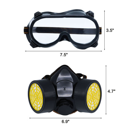 Chemical Dustproof Respirator Gas Face Mask Safety Filter Military Eye Goggle Dual Protection Filter