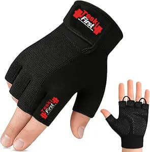 Workout Gloves for Men, Durable Palm Grip Gym Gloves Women Half Finger Elasticated Training Weight Lifting Strength Bodybuilding Anti Slip Cycling Gloves Exercise