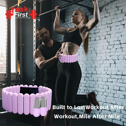 Silicone Adjustable Weighted Belt for Women & Men – DIY Weighted Walking & Exercise Belt with Removable Weights – Gym, Strength Training, Yoga, Hiking – Free Weight Adjustment for Wrist & Ankle