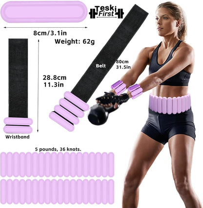 Silicone Adjustable Weighted Belt for Women & Men – DIY Weighted Walking & Exercise Belt with Removable Weights – Gym, Strength Training, Yoga, Hiking – Free Weight Adjustment for Wrist & Ankle