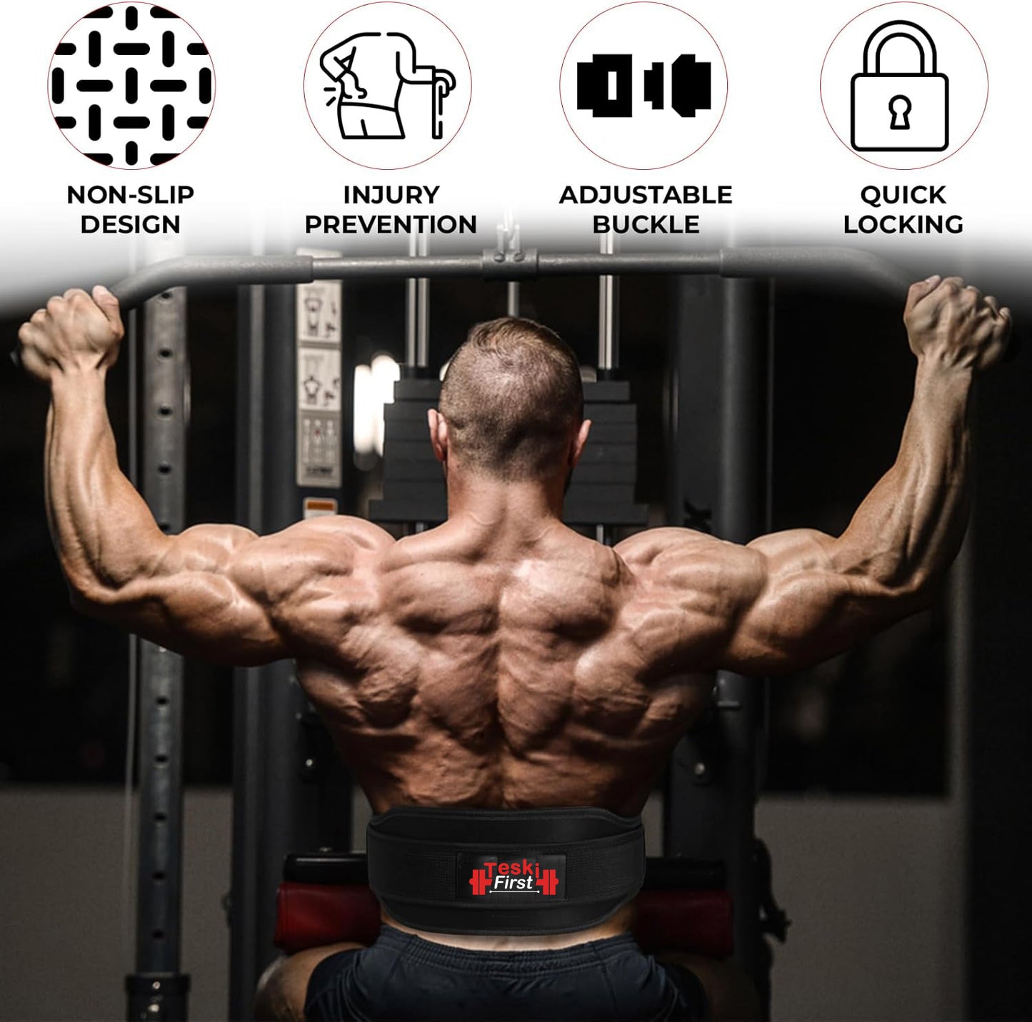 Weight Lifting Belt Double Strength 5.5 Padded Neoprene Back Gym Bodybuilding Deadlifts Lifting Exercise Fitness Workout Belts Men Women Lumbar Training Core Support