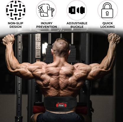 Weight Lifting Belt Double Strength 5.5 Padded Neoprene Back Gym Bodybuilding Deadlifts Lifting Exercise Fitness Workout Belts Men Women Lumbar Training Core Support