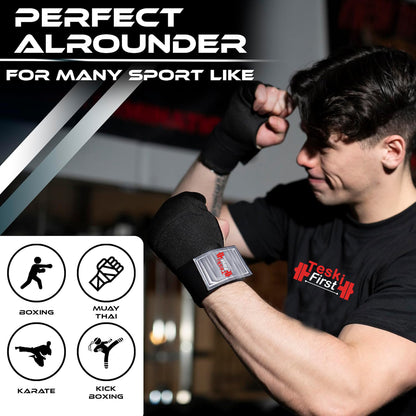 Inner Gloves with Hand Wraps Quick Wrap Long 36" Wrist Support MMA Muay Thai Bandages Punching Martial Arts Training Men Women Kickboxing Bandages Under Bag Gloves