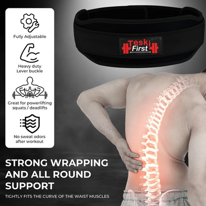 Weight Lifting Belt Double Strength 5.5 Padded Neoprene Back Gym Bodybuilding Deadlifts Lifting Exercise Fitness Workout Belts Men Women Lumbar Training Core Support