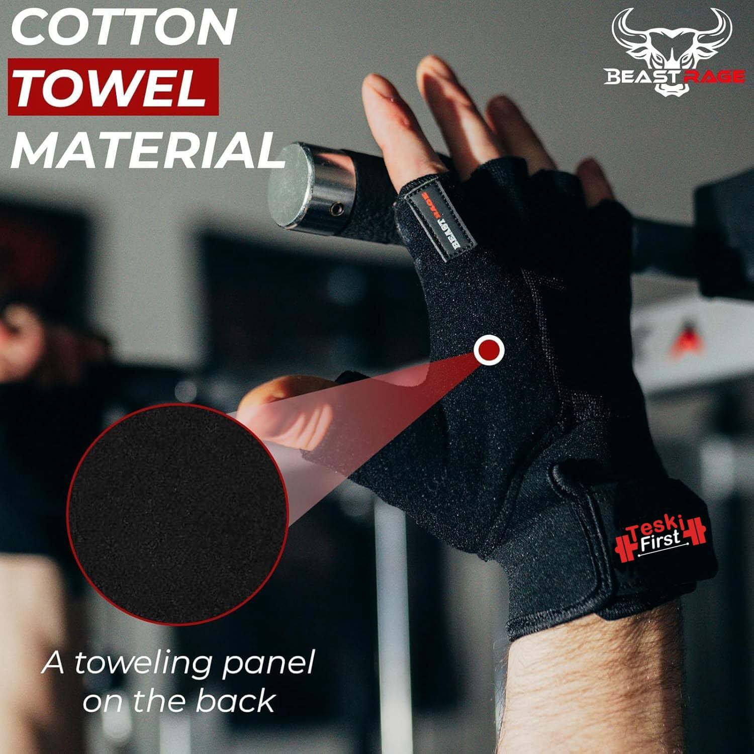 Workout Gloves for Men, Durable Palm Grip Gym Gloves Women Half Finger Elasticated Training Weight Lifting Strength Bodybuilding Anti Slip Cycling Gloves Exercise.