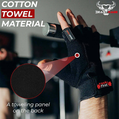 Workout Gloves for Men, Durable Palm Grip Gym Gloves Women Half Finger Elasticated Training Weight Lifting Strength Bodybuilding Anti Slip Cycling Gloves Exercise.