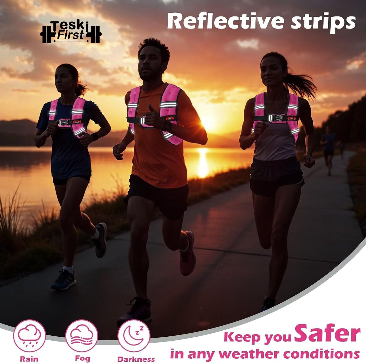 Weighted Vest Woman, LB Women's Weight Vest for Walking, Strength Training Weight Vests for Female Men, Reflective Stripe Body Vest for Workout Running Jogging Fitness