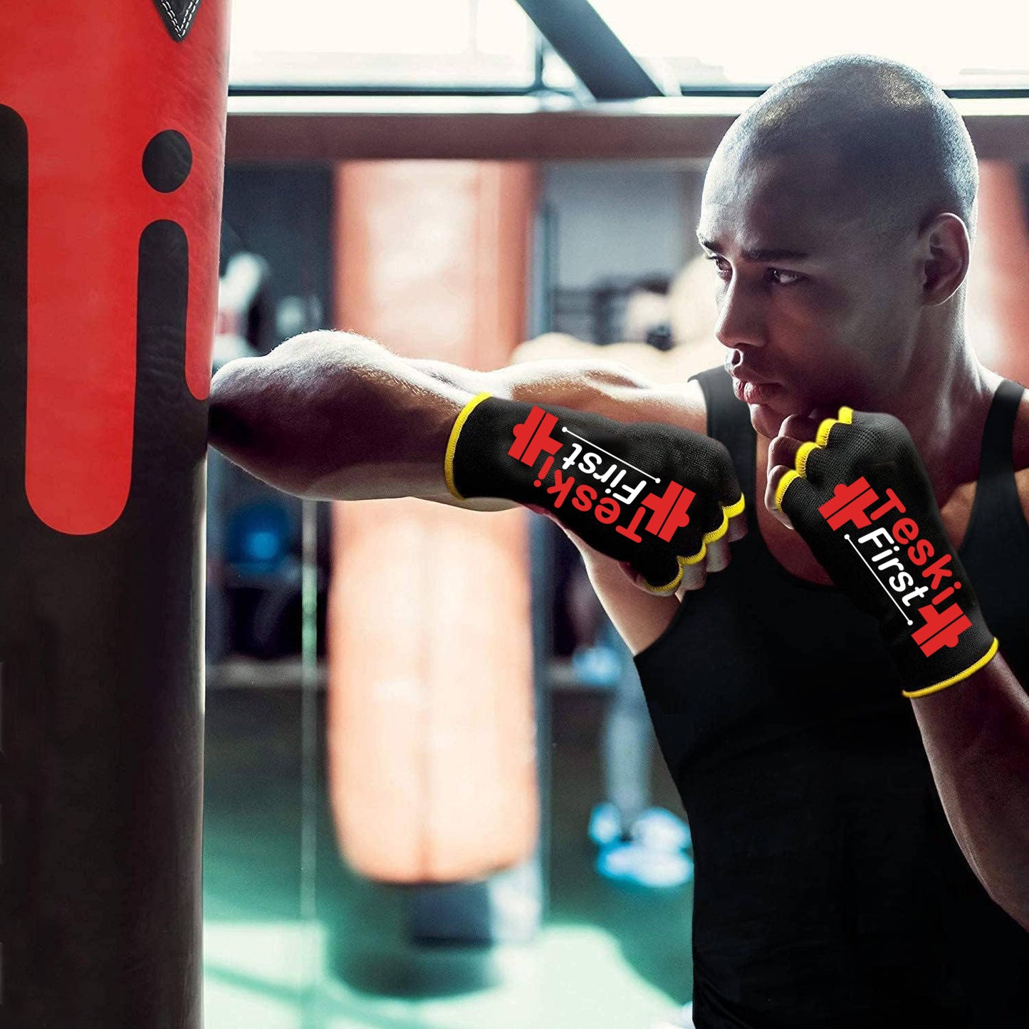 Boxing Hand Wraps Half Finger Inner Gloves for Punching - Elasticated Bandages Fist Protection - Great for MMA, Muay Thai, Kickboxing, Martial Arts Training, Combat Sports, Home Gym Workouts