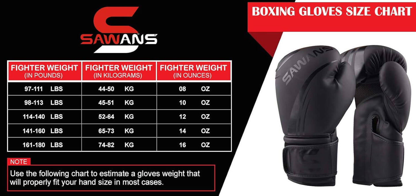 SAWANS® Boxing Gloves Professional MMA Sparring Kickboxing Punch Bag Training Muay Thai Fighting