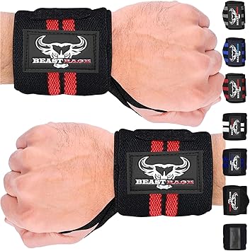 Wrist Wraps for Weightlifting - Adjustable Lifting Straps With Thumb Loop for Enhanced Gym Support on hands.
