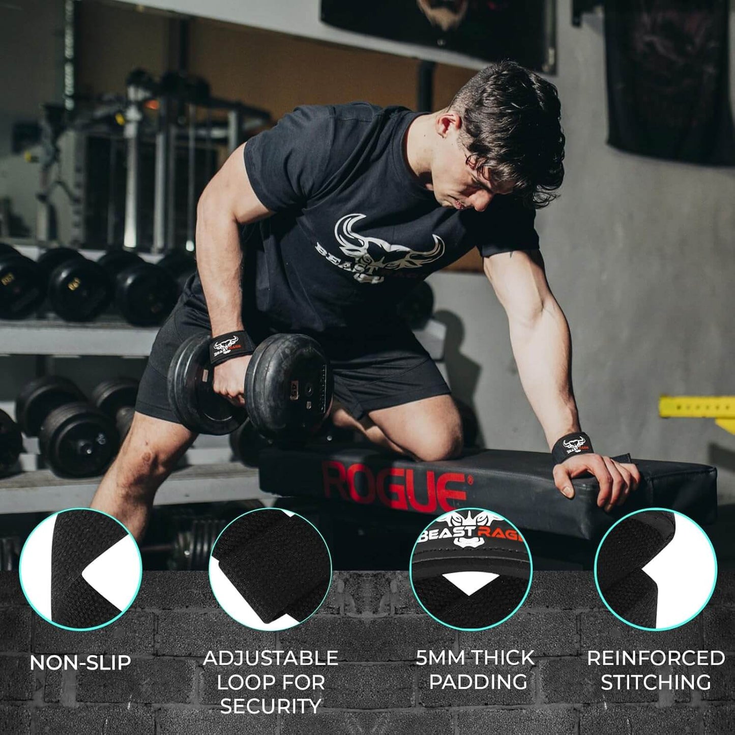 BEAST RAGE Lifting Wrist Straps for Weightlifting, Weight Lifting Strap