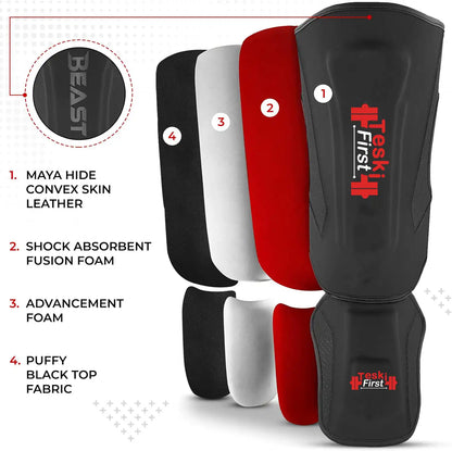 MMA Martial Arts Shin Guards for Kickboxing Adjustable Muay Thai, Padded Martial Arts Shin Pads Leg Guard with Instep Sleeves MMA Training BJJ...