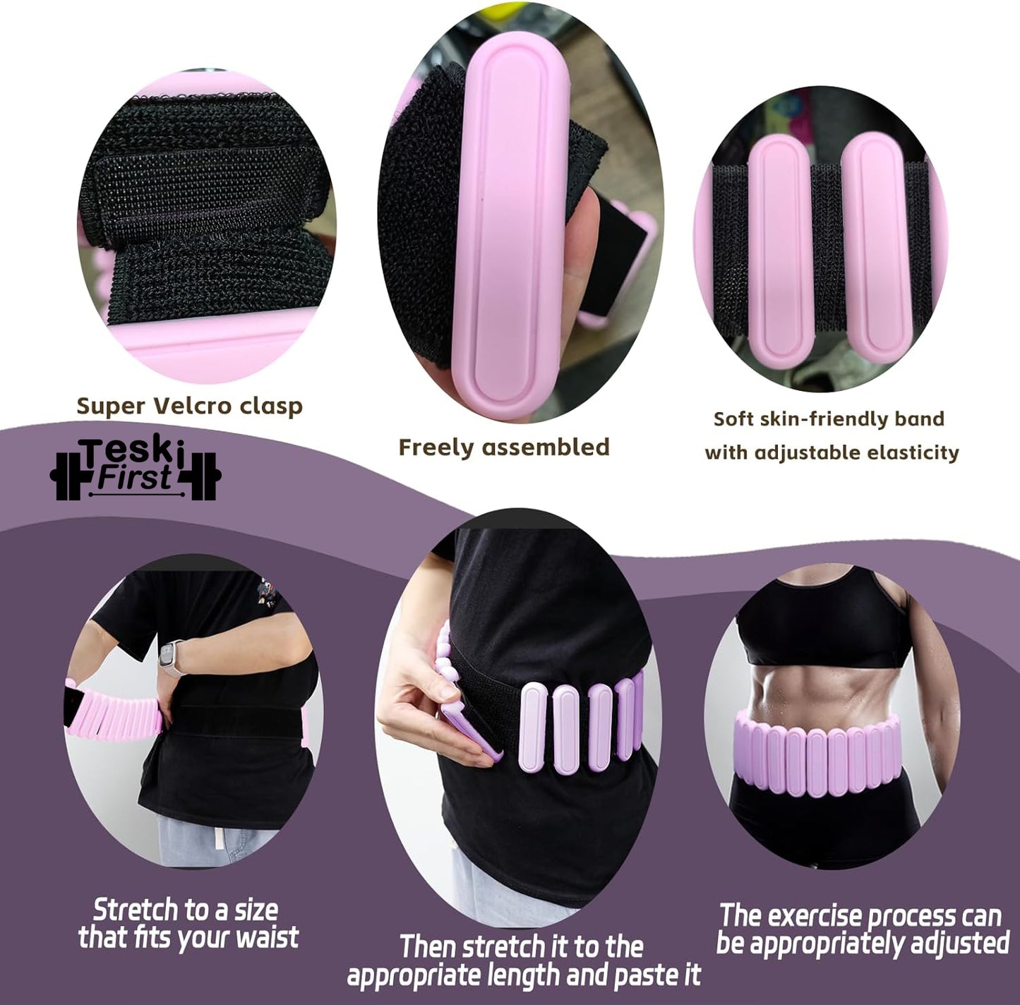 Silicone Adjustable Weighted Belt for Women & Men – DIY Weighted Walking & Exercise Belt with Removable Weights – Gym, Strength Training, Yoga, Hiking – Free Weight Adjustment for Wrist & Ankle