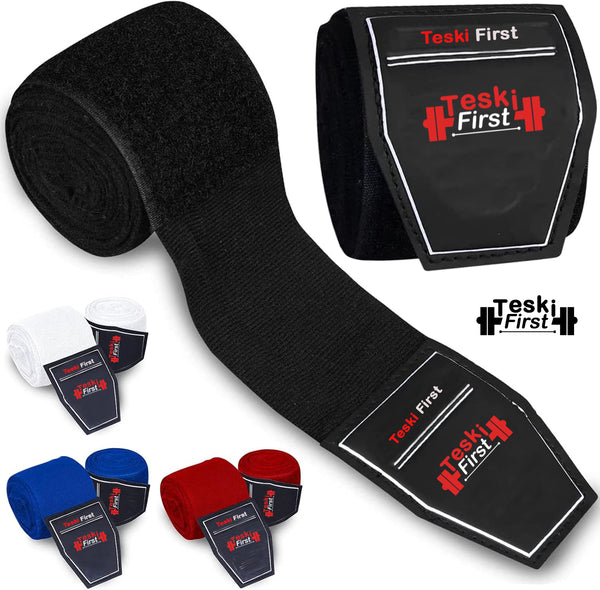Boxing Hand Wraps 4.5 Meter Martial Arts Bandages Inner Gloves Wrist Support Straps Punching Under Hand Knuckles Heavy Elasticated Training Bag Mitts Muay Thai