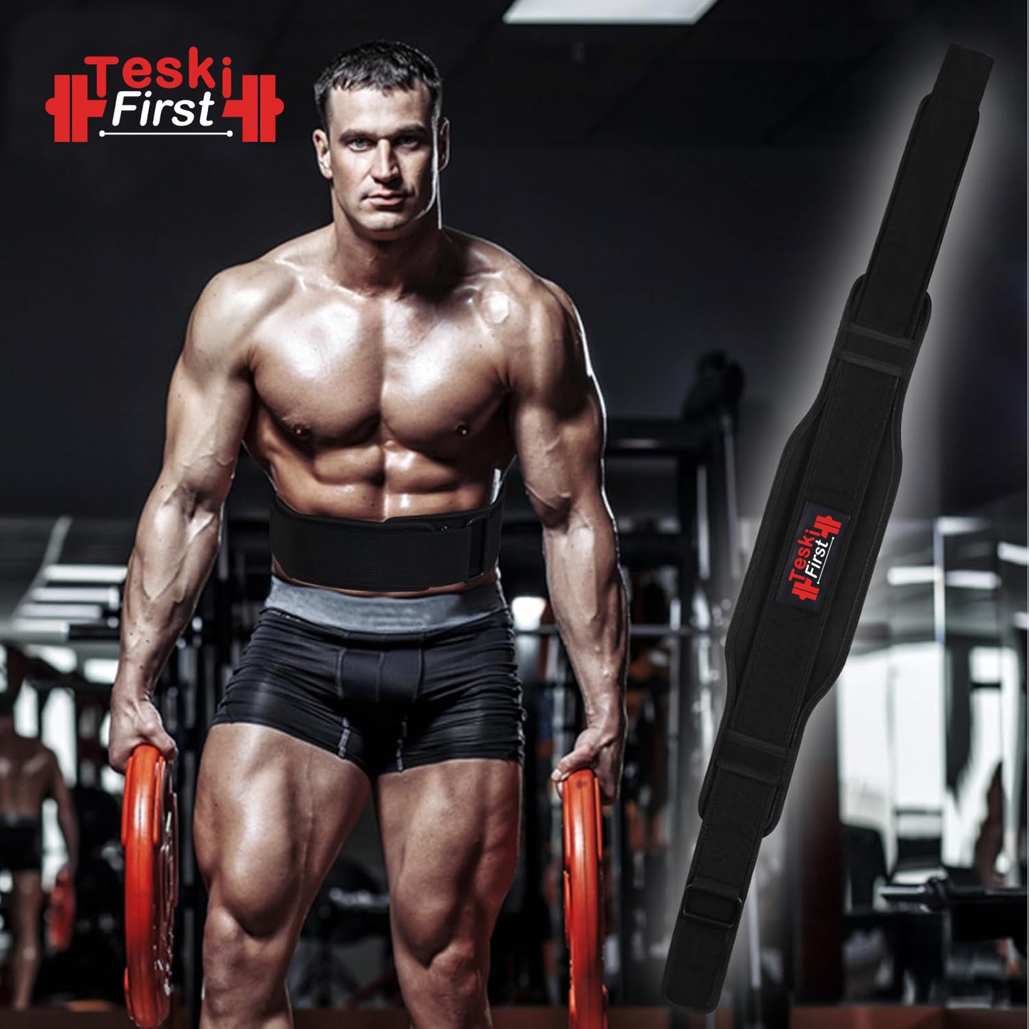 Weight Lifting Belt Double Strength 5.5 Padded Neoprene Back Gym Bodybuilding Deadlifts Lifting Exercise Fitness Workout Belts Men Women Lumbar Training Core Support