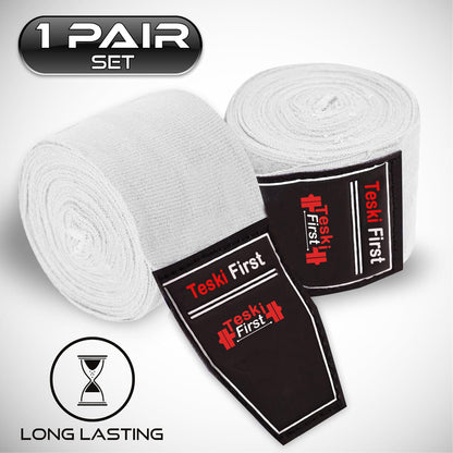 Boxing Hand Wraps 4.5 Meter Martial Arts Bandages Inner Gloves Wrist Support Straps Punching Under Hand Knuckles Heavy Elasticated Training Bag Mitts Muay Thai