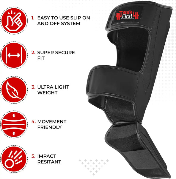 MMA Martial Arts Shin Guards for Kickboxing Adjustable Muay Thai, Padded Martial Arts Shin Pads Leg Guard with Instep Sleeves MMA Training BJJ...