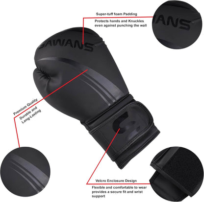 SAWANS® Boxing Gloves Professional MMA Sparring Kickboxing Punch Bag Training Muay Thai Fighting