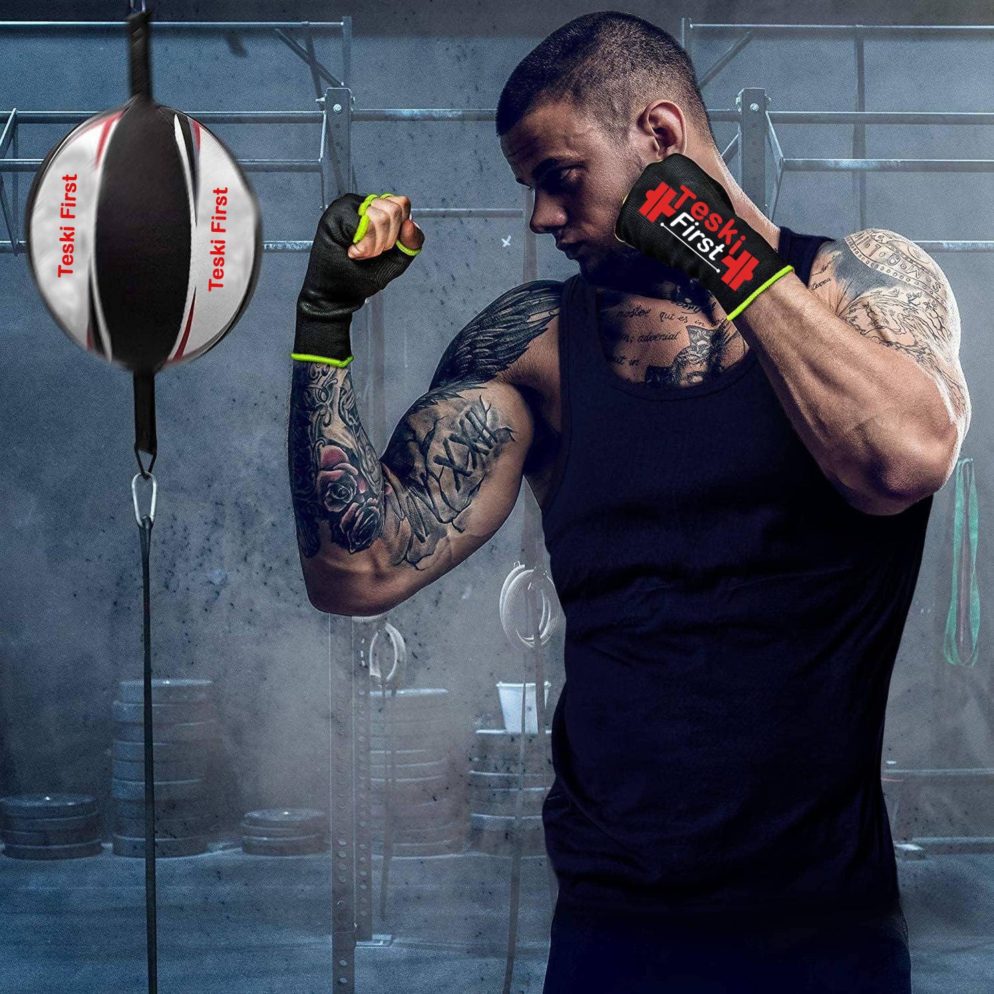 Boxing Hand Wraps Half Finger Inner Gloves for Punching - Elasticated Bandages Fist Protection - Great for MMA, Muay Thai, Kickboxing, Martial Arts Training, Combat Sports, Home Gym Workouts