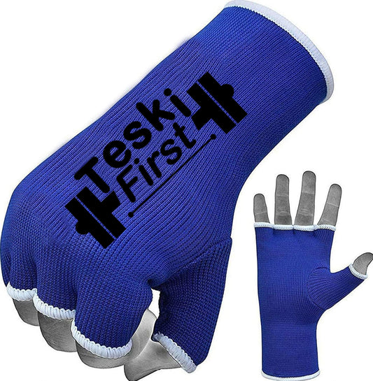 Boxing Hand Wraps Half Finger Inner Gloves for Punching - Elasticated Bandages Fist Protection - Great for MMA, Muay Thai, Kickboxing, Martial Arts Training, Combat Sports, Home Gym Workouts