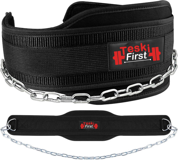 Dip Belt with Chain for Men, Weight Belt Heavy Duty 36" Steel Chain Weightlifting Dipping Powerlifting Deadlift Women Dips Bodybuilding Adjustable Carabiners Support