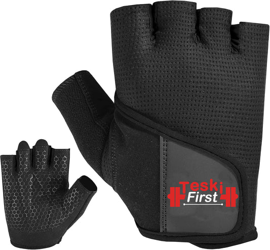 Workout Gloves for Mens Womens Wrist Wide Support, Gym Gloves Short Weight Lifting Gloves Extra Grips Pull-ups Deadlifting Weightlifting Non Slip...