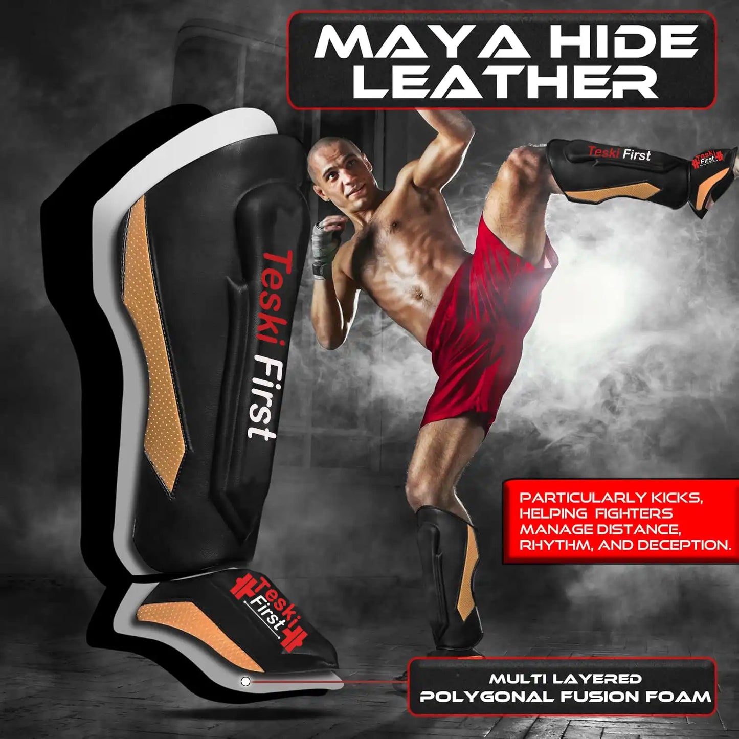 MMA Martial Arts Shin Guards for Kickboxing Adjustable Muay Thai, Padded Martial Arts Shin Pads Leg Guard with Instep Sleeves MMA Training BJJ...