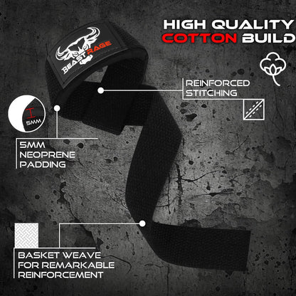BEAST RAGE Lifting Wrist Straps for Weightlifting, Weight Lifting Strap