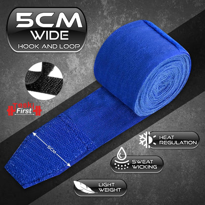 Boxing Hand Wraps 4.5 Meter Martial Arts Bandages Inner Gloves Wrist Support Straps Punching Under Hand Knuckles Heavy Elasticated Training Bag Mitts Muay Thai