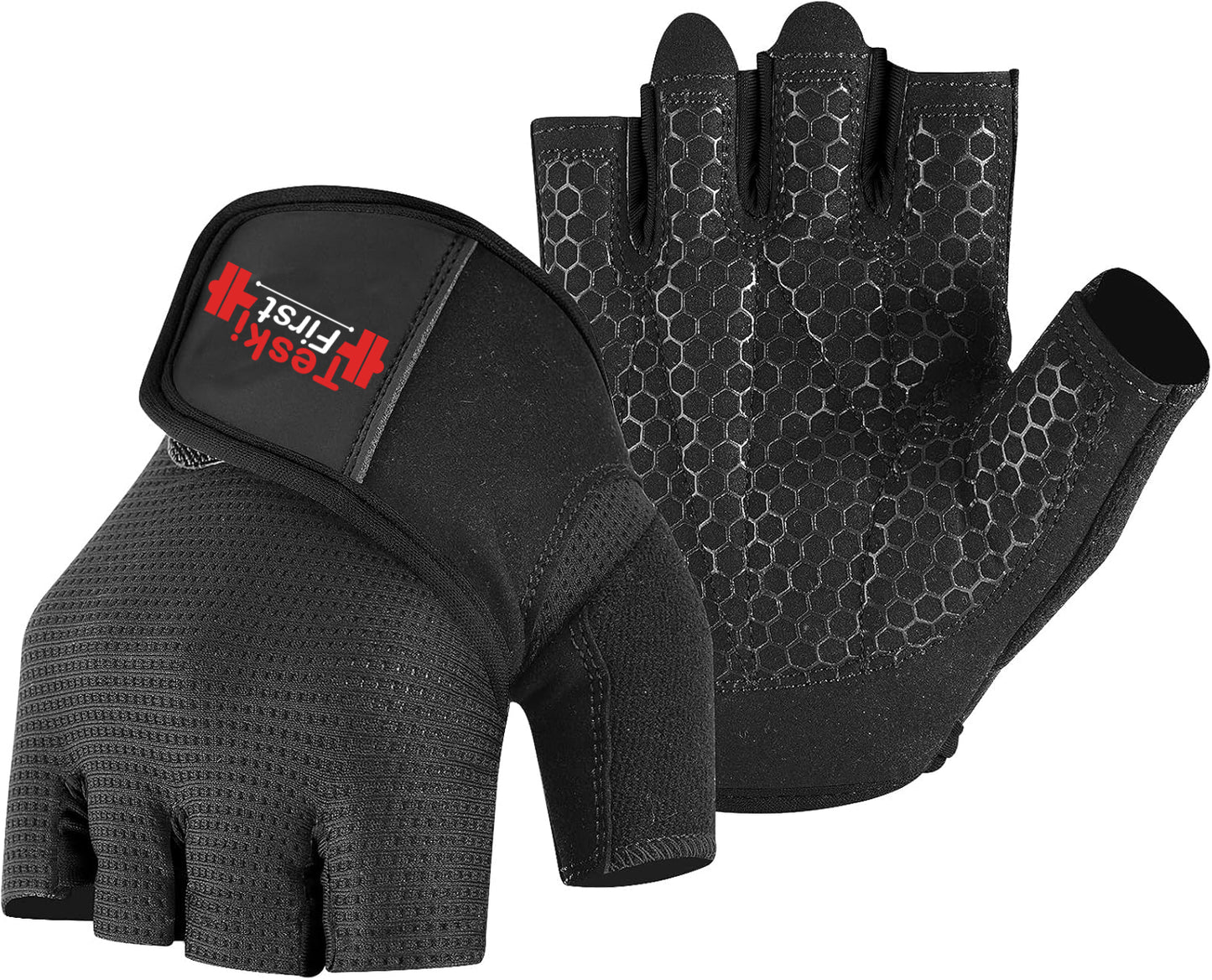 Workout Gloves for Mens Womens Wrist Wide Support, Gym Gloves Short Weight Lifting Gloves Extra Grips Pull-ups Deadlifting Weightlifting Non Slip...