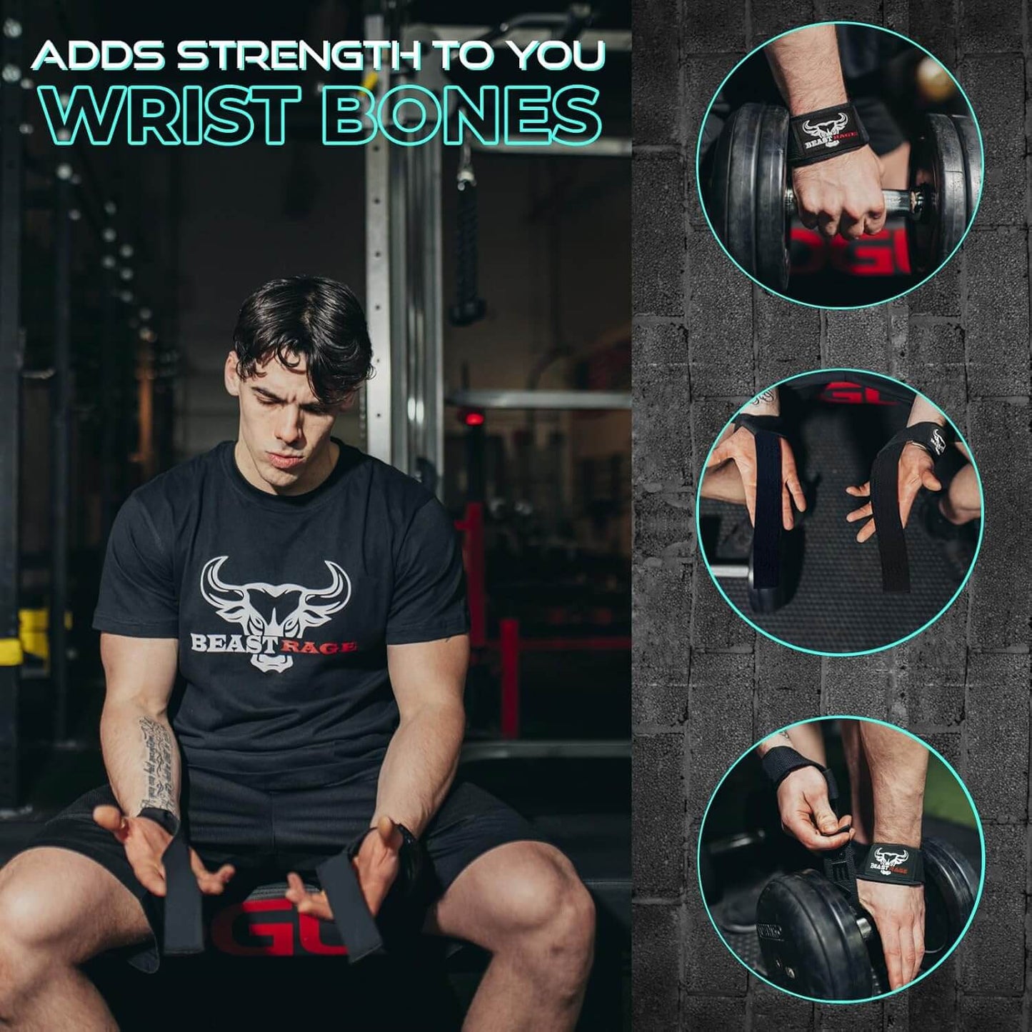 BEAST RAGE Lifting Wrist Straps for Weightlifting, Weight Lifting Strap