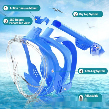 Silicone Snorkeling Mask Diving Mask Full Dry Waterproof Leak-proof Anti-fog For Children