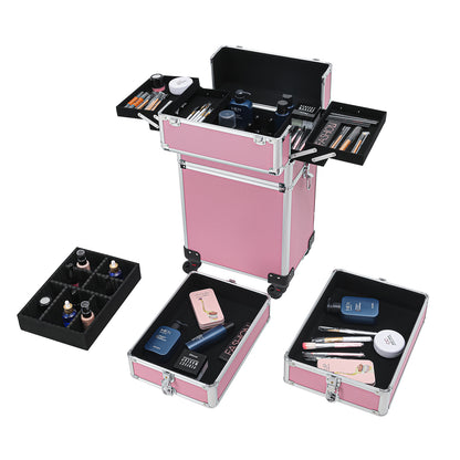 4-in-1 Aluminum Alloy, Trolley, Vanity Case, Embroidery Box