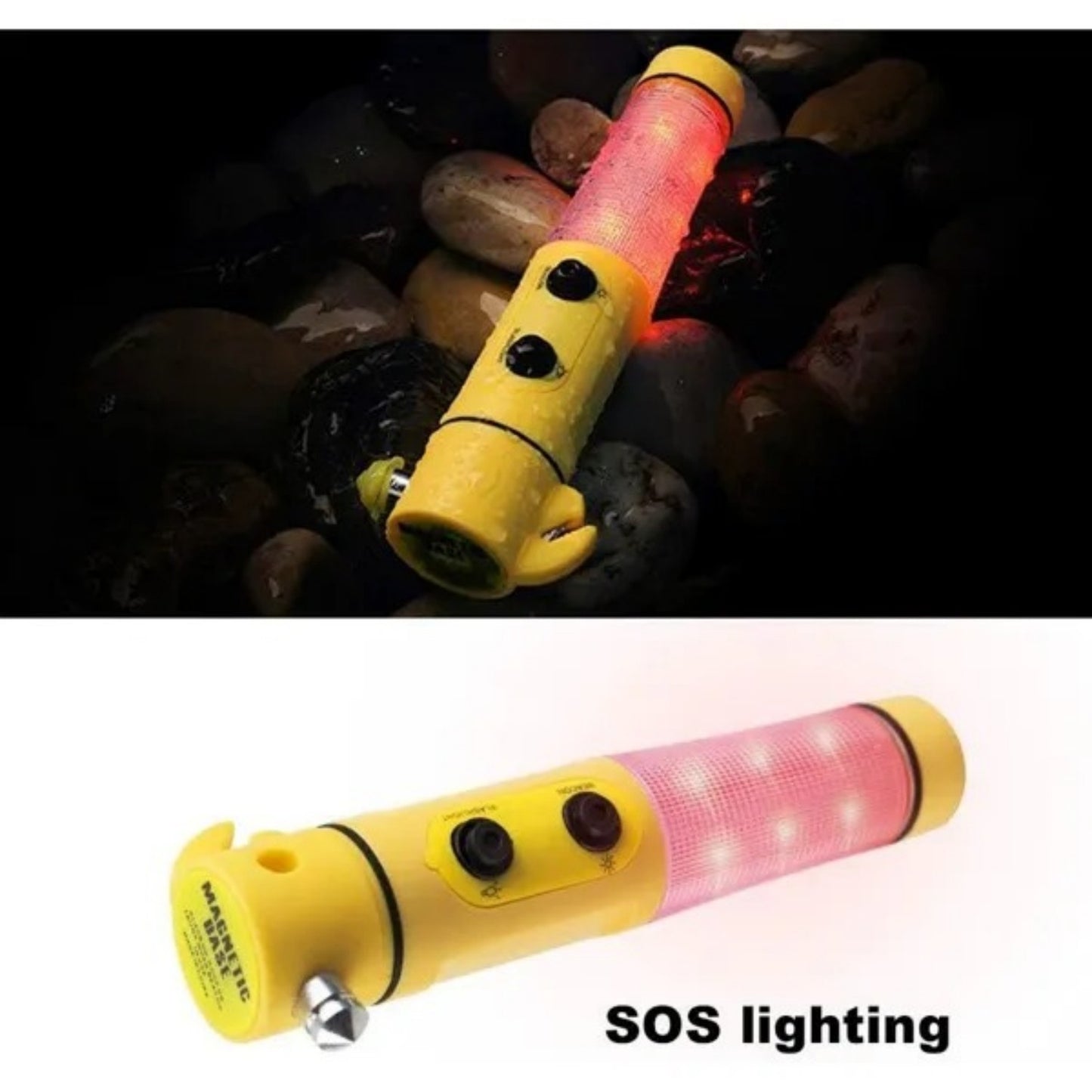 Yellow Multi-functional Car Safety Hammer With Flashlight