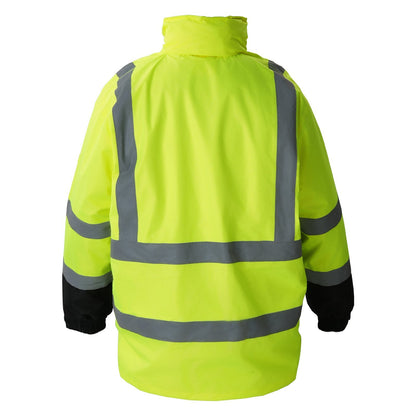 High Visibility Reflective Safety Jacket Waterproof Hoodie Yellow With Black L