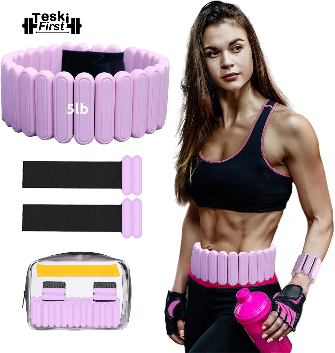 Silicone Adjustable Weighted Belt for Women & Men – DIY Weighted Walking & Exercise Belt with Removable Weights – Gym, Strength Training, Yoga, Hiking – Free Weight Adjustment for Wrist & Ankle