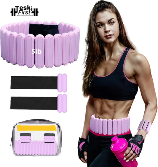Silicone Adjustable Weighted Belt for Women & Men – DIY Weighted Walking & Exercise Belt with Removable Weights – Gym, Strength Training, Yoga, Hiking – Free Weight Adjustment for Wrist & Ankle