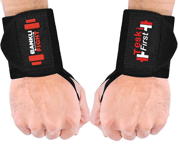 BANKLI FIGHT Weight Lifting Straps Bodybuilding, Straps Power Deadlift. Soft Neoprene Padded-24” Wrist Straps (Pair), Support Max Grip Strength Training and Barbells Non Slip Exercise